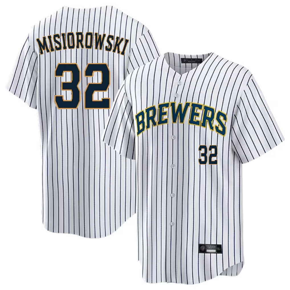 M.Brewers #32 Jacob Misiorowski Player White Stripes Limited Game Home Fdoa Stitched Jerseys