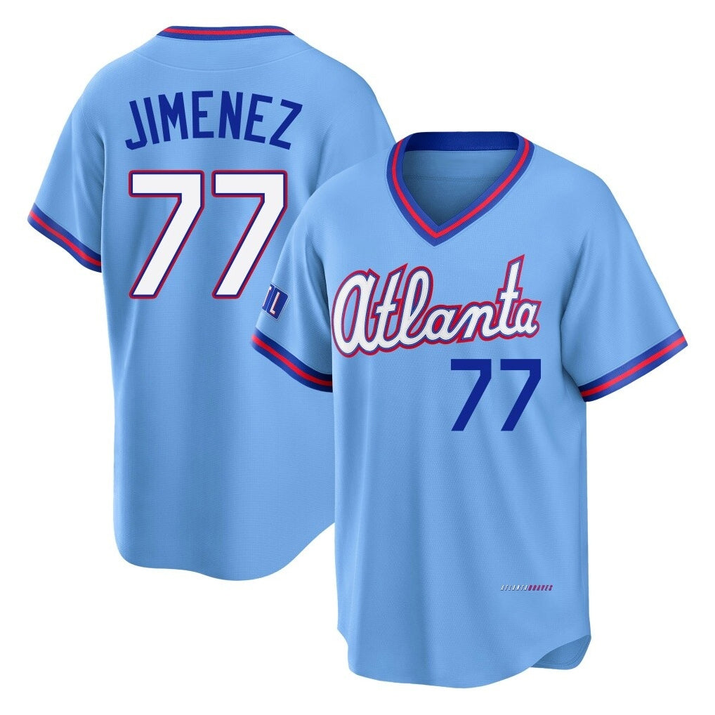 A.Braves #77 Joe Jimenez Player Powder Blue 2026 City Connect T-shirt Home Game Gdoa Stitched Jerseys