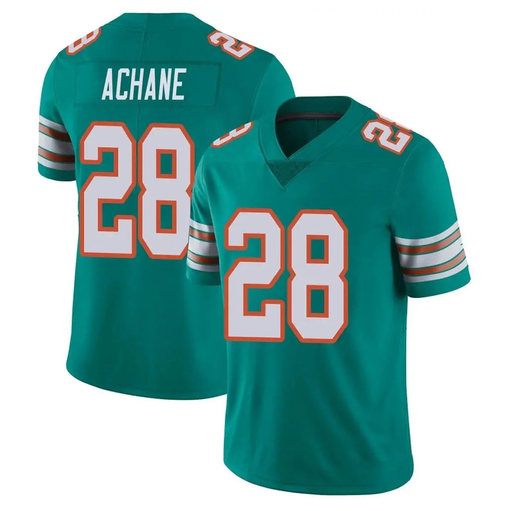 M.Dolphins #28 De'Von Achane Player Aqua Limited Alternate Vapor Untouchable Home Game Gdoa Stitched Jerseys