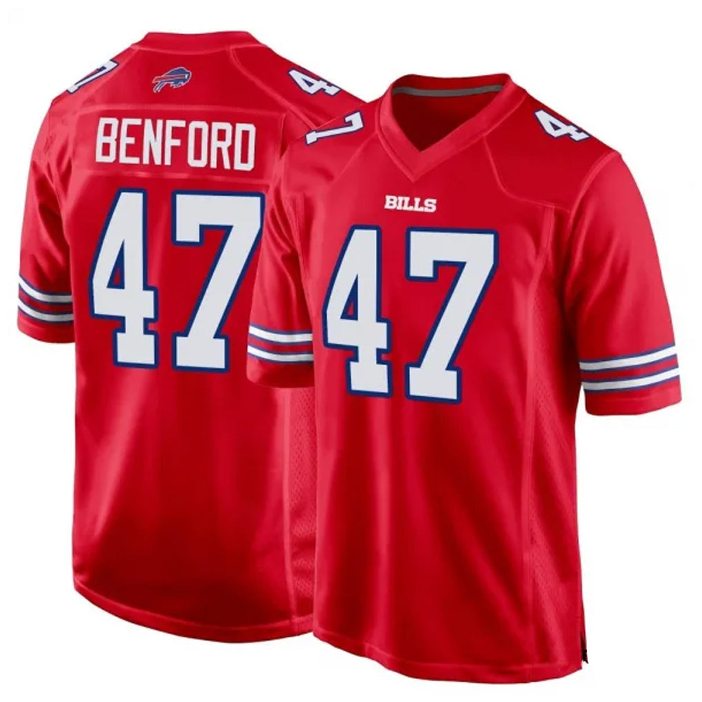 B.Bills #47 Christian Benford Player Red Home Game Gdoa Stitched Jerseys