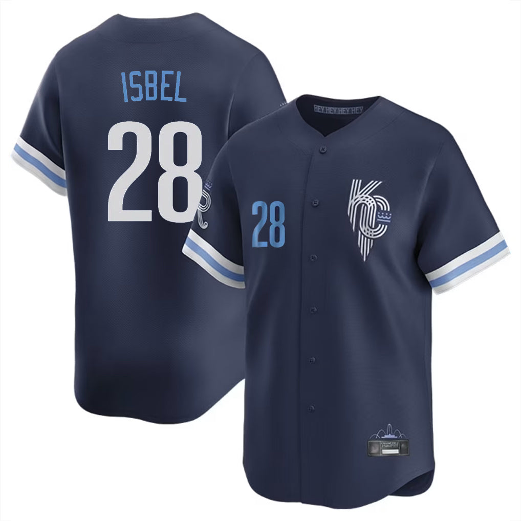 KC.Royals #28 Kyle Isbel Player Navy City Connect Limited Home Gdoa Stitched Jerseys
