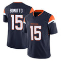 D.Broncos #15 Nik Bonitto Player Navy Limited Vapor F.U.S.E. Home Game Ddoa Stitched Jerseys