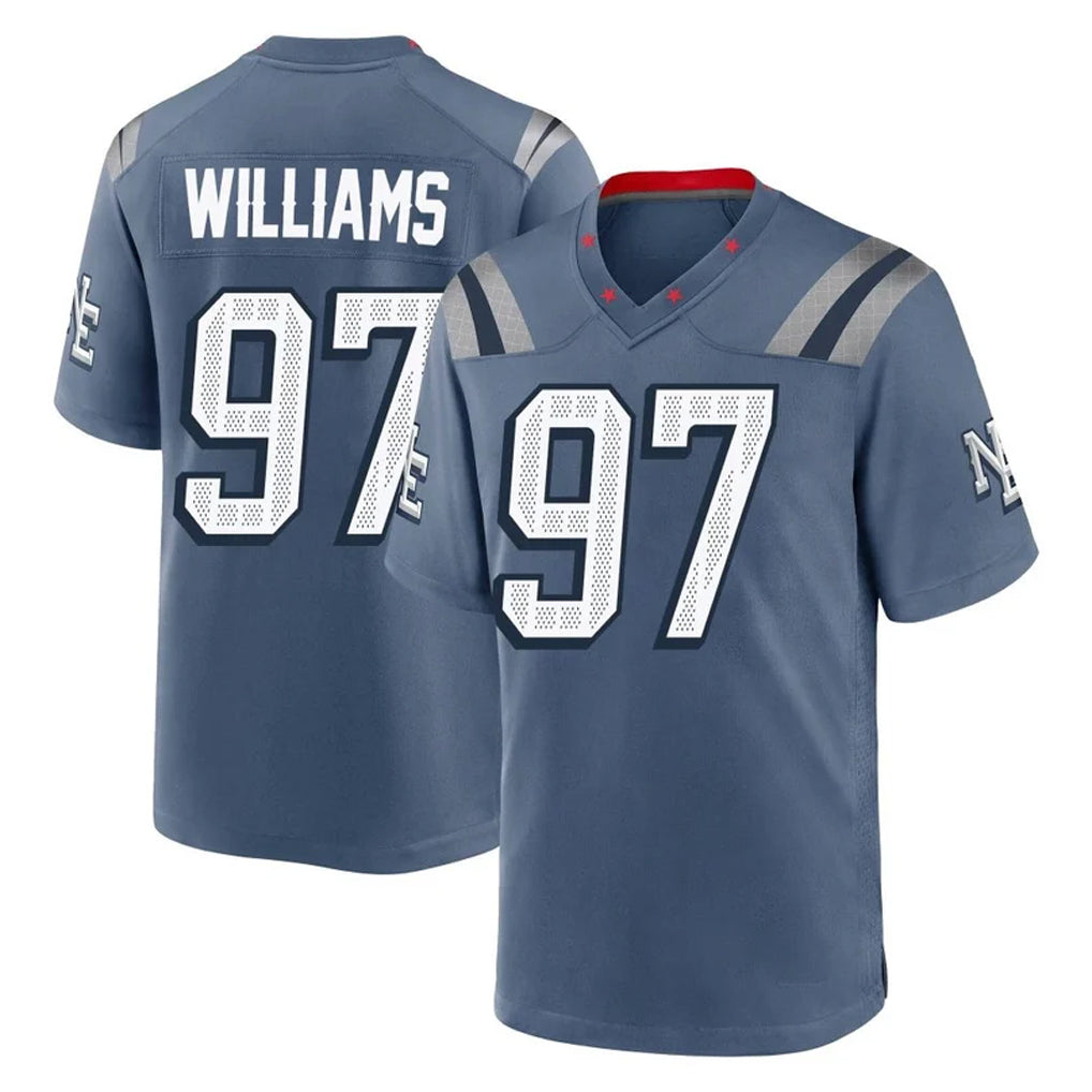 NE.Patriots #97 Milton Williams Player Blue Rivalries Collection Home Game Gdoa Stitched Jerseys
