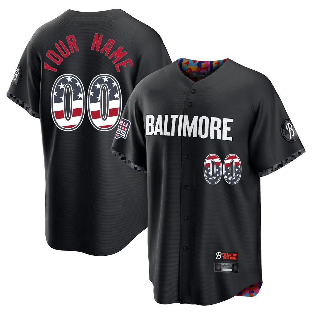 Custom B.Orioles Black City Connect USA 250 Fourth of July Limited Home Game Any Name & Number Gdoa Stitched Jerseys