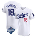 LA.Dodgers #18 Yoshinobu Yamamoto Player White World Series Meet Limited Elite Home Fdoa Stitched Jerseys