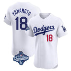 LA.Dodgers #18 Yoshinobu Yamamoto Player White World Series Meet Limited Elite Home Fdoa Stitched Jerseys