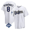 LA.Dodgers #8 Enrique Hern¨¢ndez Player Gold White World Series Meet 2026 Collection Stadium Game Fdoa Stitched Jerseys