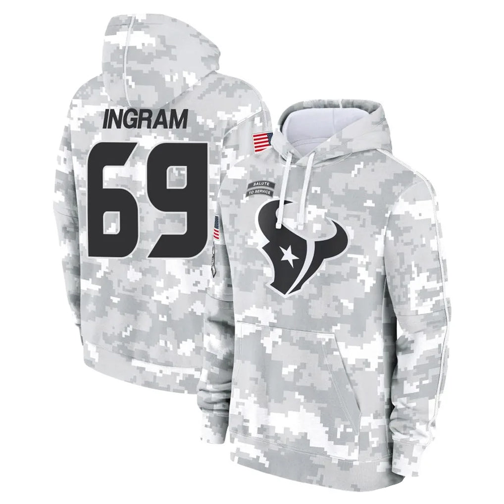 H.Texans #69 Ed Ingram Player Arctic Camo Salute to Service Hoodies Limited Game Gdoa Stitched Jerseys