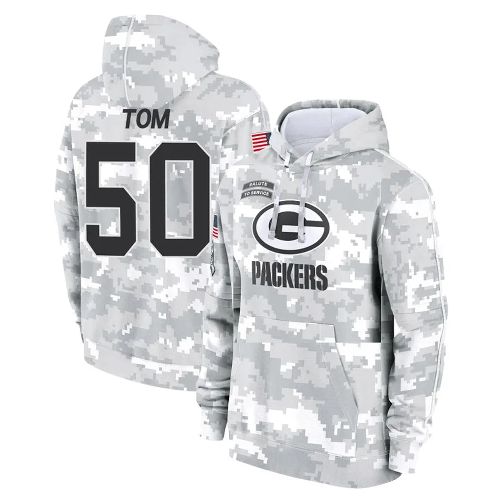 GB.Packers #50 Zach Tom Player Arctic Camo Salute to Service Hoodies Limited Game Gdoa Stitched Jerseys