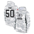 GB.Packers #50 Zach Tom Player Arctic Camo Salute to Service Hoodies Limited Game Gdoa Stitched Jerseys