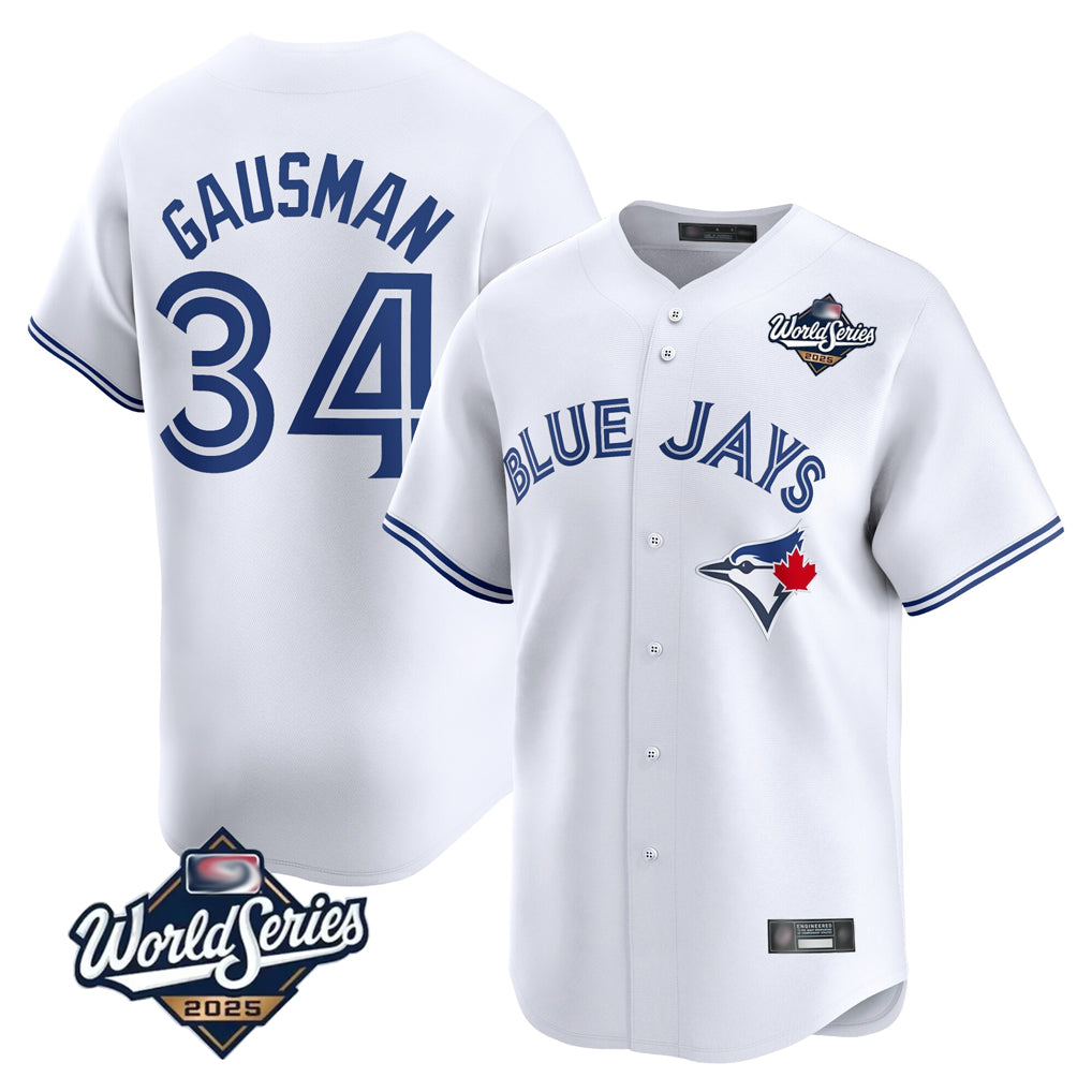 T.Blue Jays #34 Kevin Gausman Player White 2025 World Series Home Limited Fdoa Stitched Jerseys