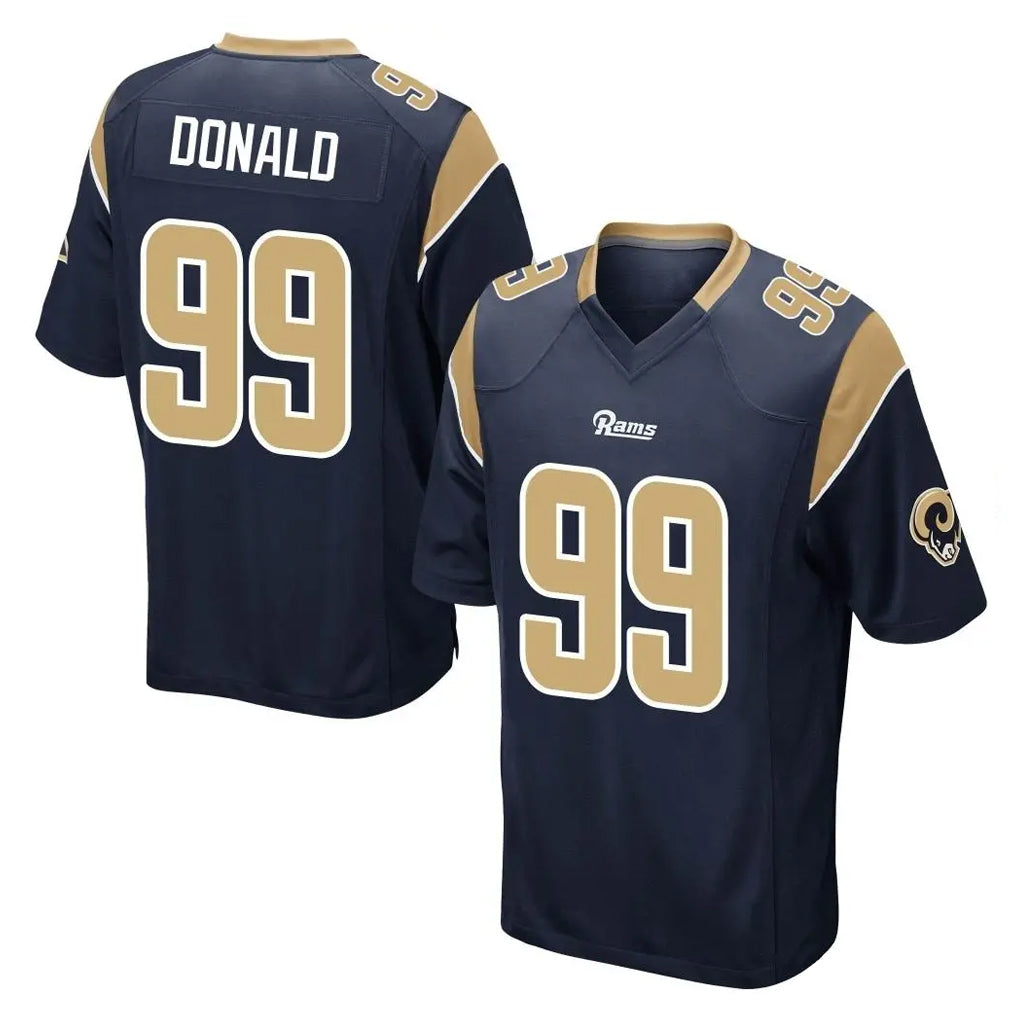 LA.Rams #99 Aaron Donald Player Navy Home Game Gdoa Stitched Jerseys