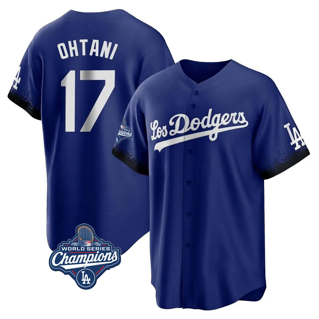 LA.Dodgers #17 Shohei Ohtani Player Royal World Series Meet City Connect Home Game Fdoa Stitched Jerseys