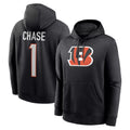 C.Bengals #1 Ja'Marr Chase Player Black Salute to Service Pullover Hoodies Game Gdoa Stitched Jerseys