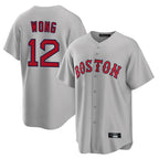 B.Red Sox #12 Connor Wong Player Gray Road Home Game Gdoa Stitched Jerseys