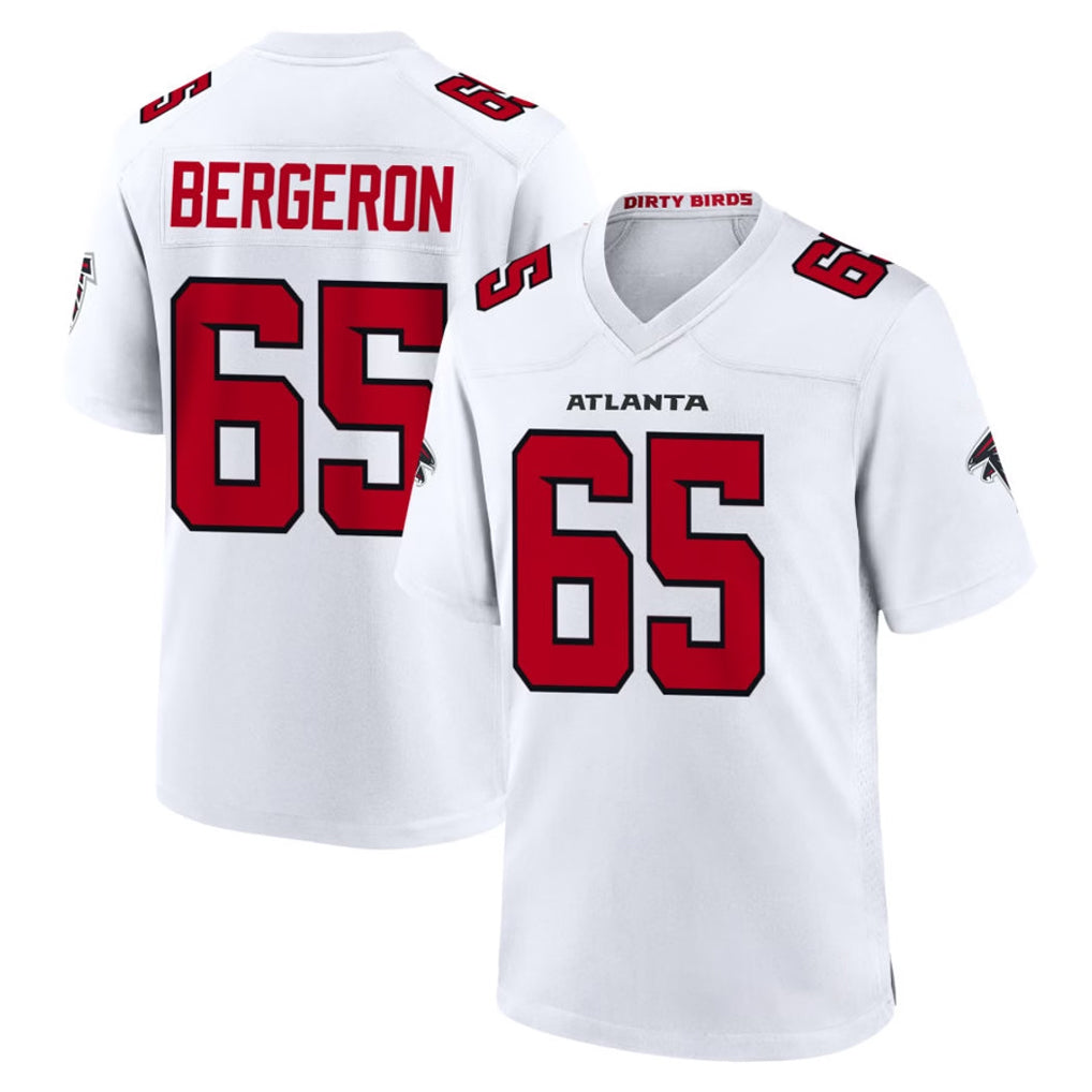 A.Falcons #65 Matthew Bergeron Player White Team Color Home Game Gdoa Stitched Jerseys