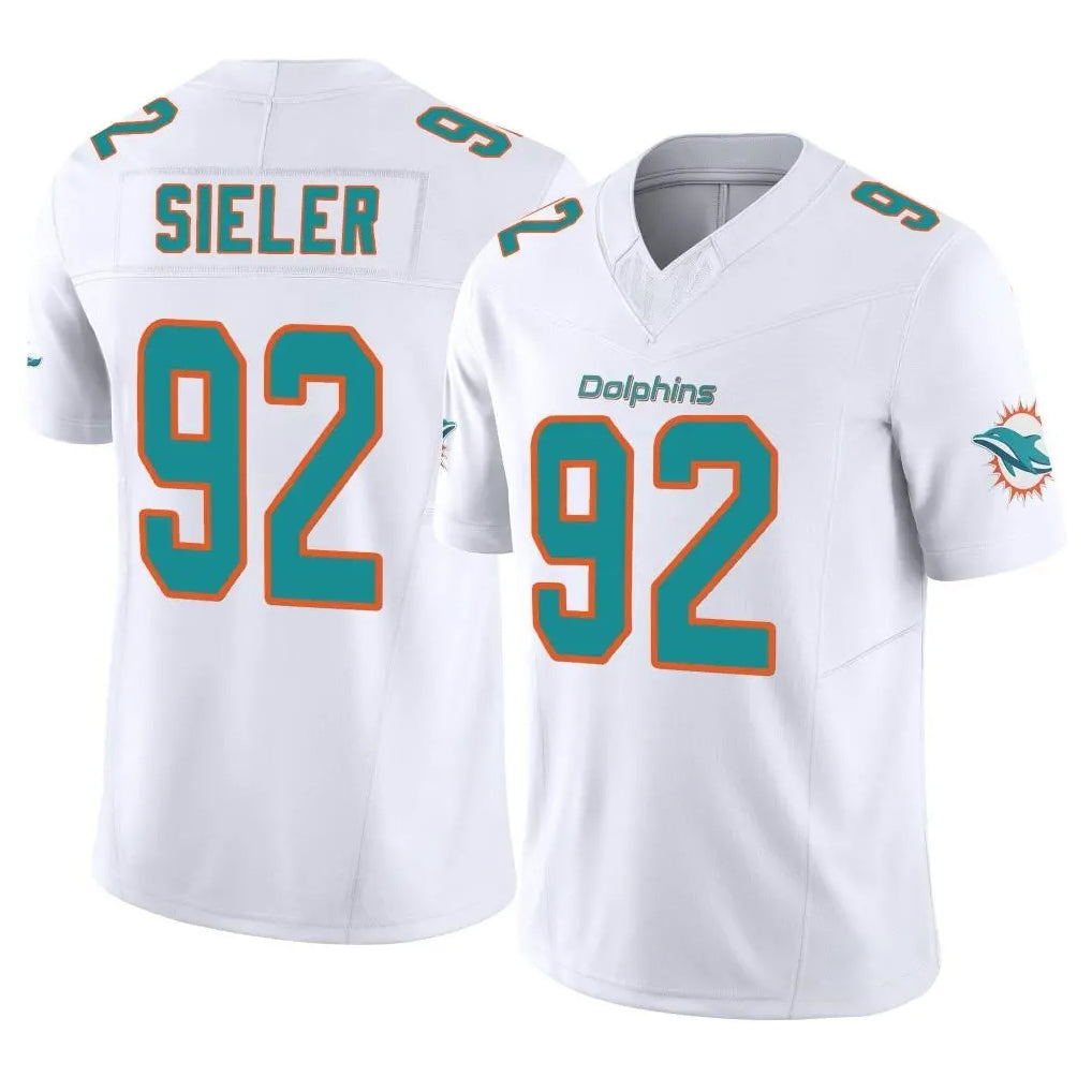 M.Dolphins #92 Zach Sieler Player White Limited Vapor F.U.S.E. Home Game Gdoa Stitched Jerseys