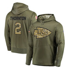 KC.Chiefs #2 Tyquan Thornton Player Olive Salute to Service Pullover Hoodies Home Game Gdoa Stitched Jerseys