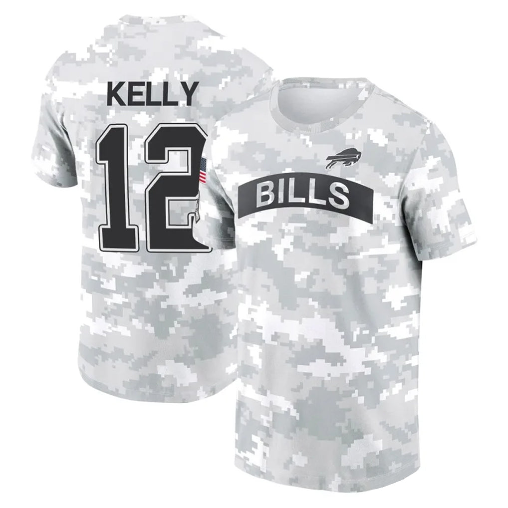 B.Bills #12 Jim Kelly Player Arctic Camo Salute to Service T-Shirt Hoodies Gdoa Stitched Jerseys