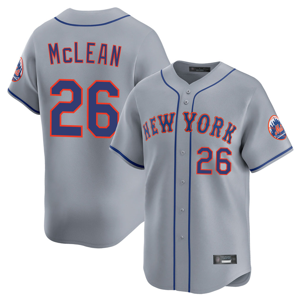 NY.Mets #26 Nolan McLean Player Gray Road Limited Home Fdoa Stitched Jerseys