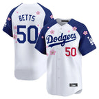 LA.Dodgers #50 Mookie Betts Player White-Royal Tokyo Series Vapor Premier Limited Fdoa Stitched Jerseys