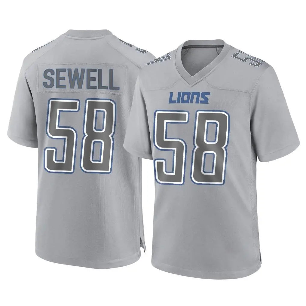 D.Lions #58 Penei Sewell Player Gray Atmosphere Fashion Home Game Gdoa Stitched Jerseys