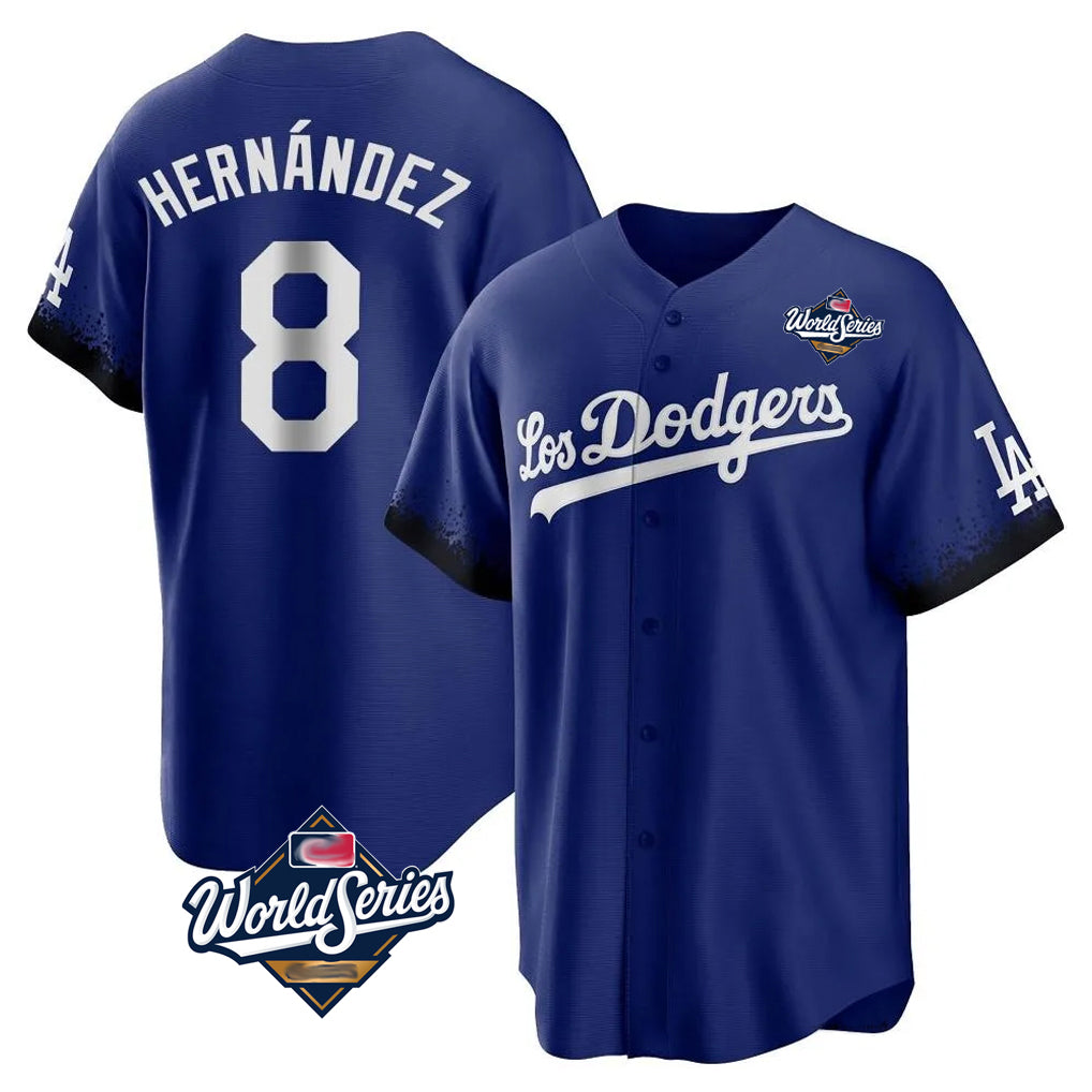 LA.Dodgers #8 Enrique Hern¨¢ndez Player Royal World Series City Connect Home Game Fdoa Stitched Jerseys