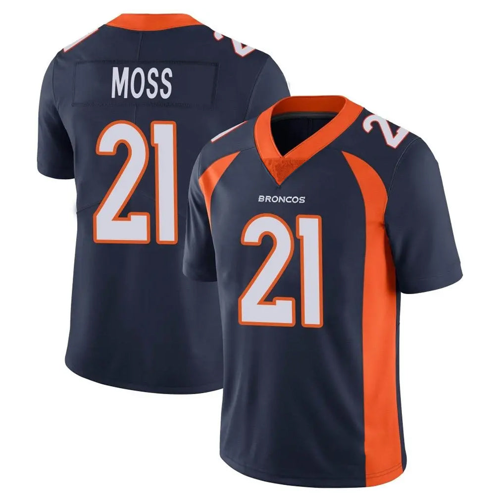 D.Broncos #21 Riley Moss Player Navy Vapor Untouchable Limited Game Gdoa Stitched Jerseys