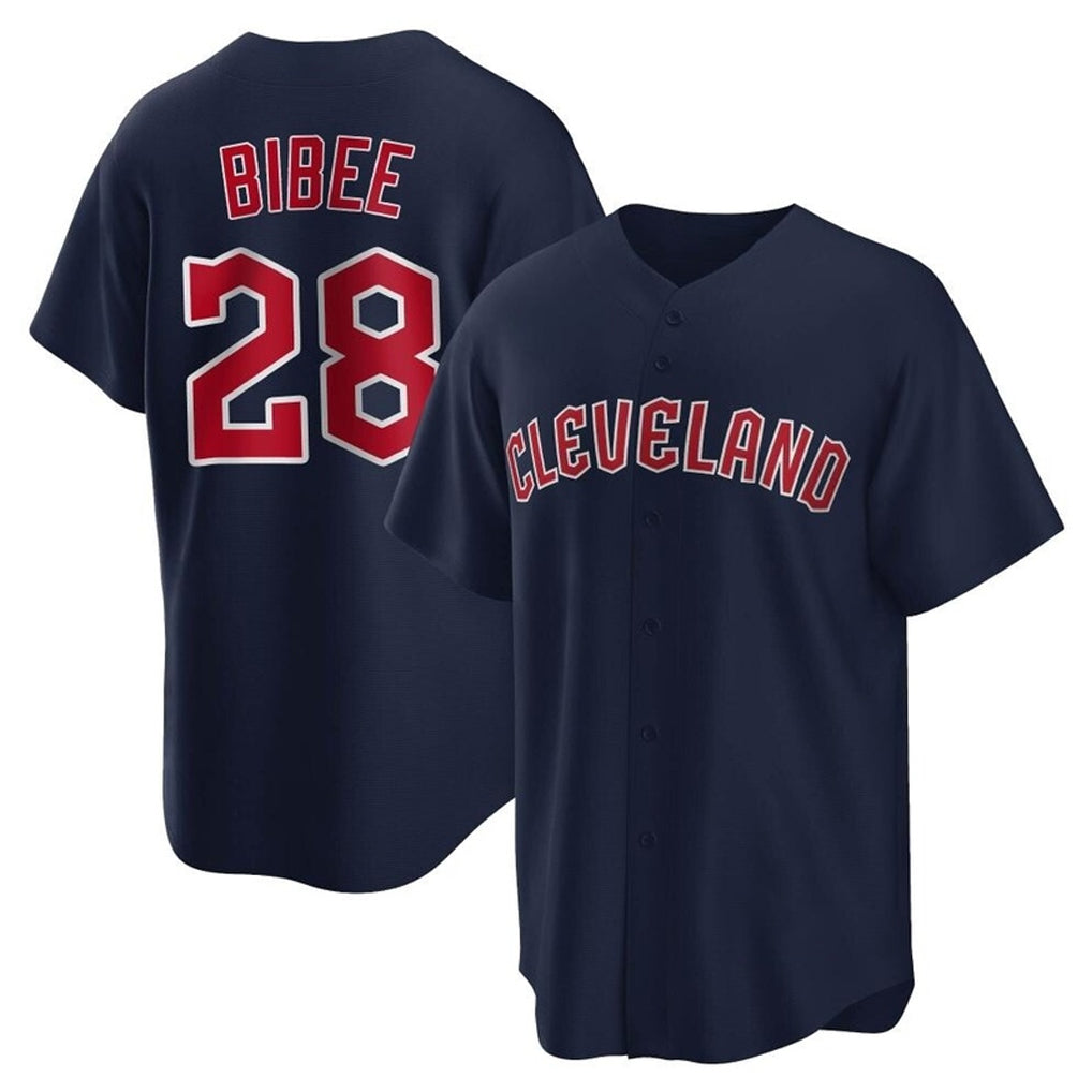 C.Guardians #28 Tanner Bibee Player Navy Game Home Gdoa Stitched Jerseys