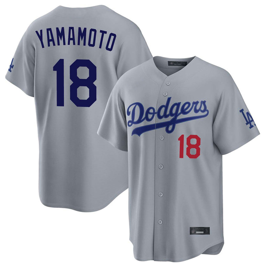 LA.Dodgers #18 Yoshinobu Yamamoto Player Gray Game Home Fdoa Stitched Jerseys