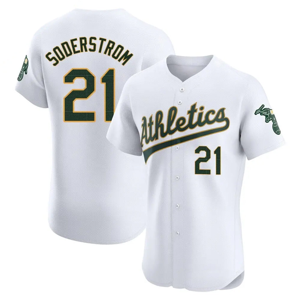 Athletics #21 Tyler Soderstrom Player White Limited Elite Home Game Gdoa Stitched Jerseys
