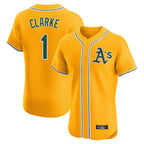 Athletics #1 Denzel Clarke Player Gold Limited Elite Home Game Gdoa Stitched Jerseys