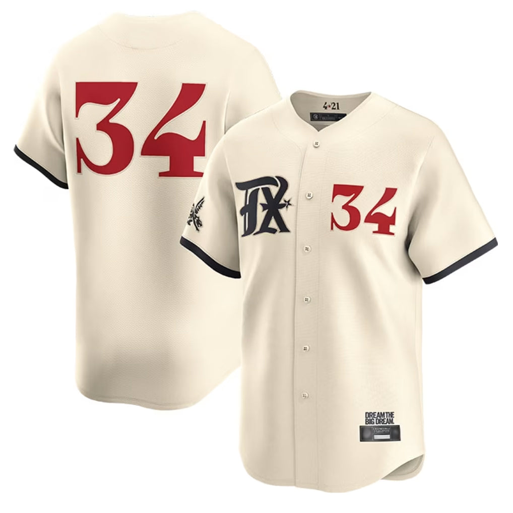 T.Rangers #34 Nolan Ryan Player Cream City Connect Limited Cream Fdoa Stitched Jerseys