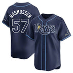 T.Bay Rays #57 Drew Rasmussen Player Navy Home Limited Fdoa Stitched Jerseys