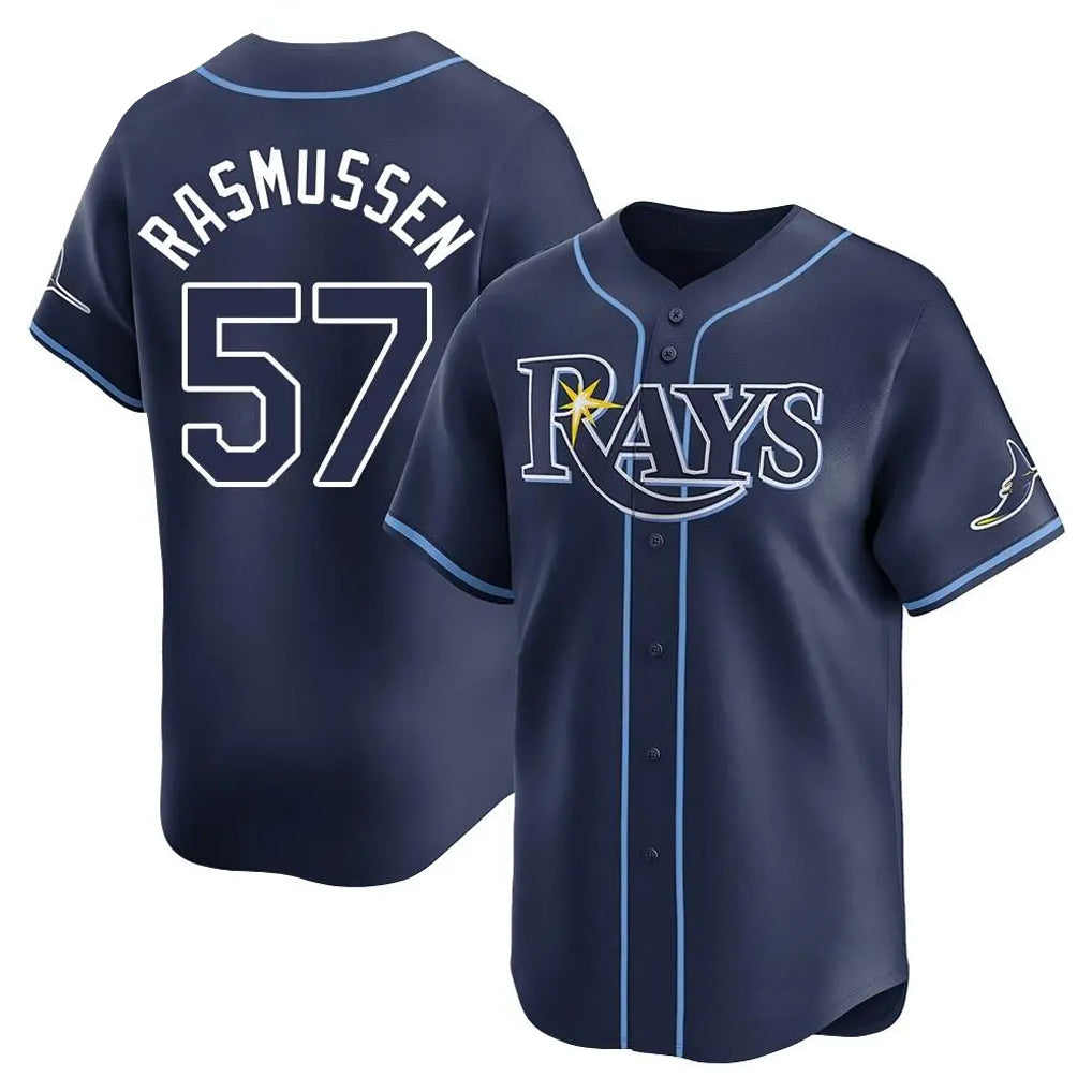 T.Bay Rays #57 Drew Rasmussen Player Navy Home Limited Fdoa Stitched Jerseys