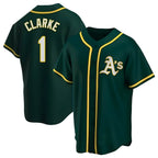 Athletics #1 Denzel Clarke player Green Replica Alternate Stitched Jersey