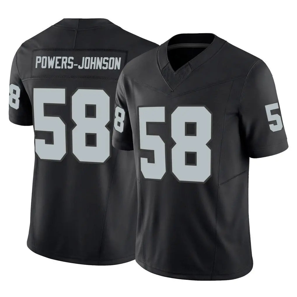 LV.Raiders #58 Jackson Powers-Johnson Player Black Limited Vapor F.U.S.E. Home Game Gdoa Stitched Jerseys