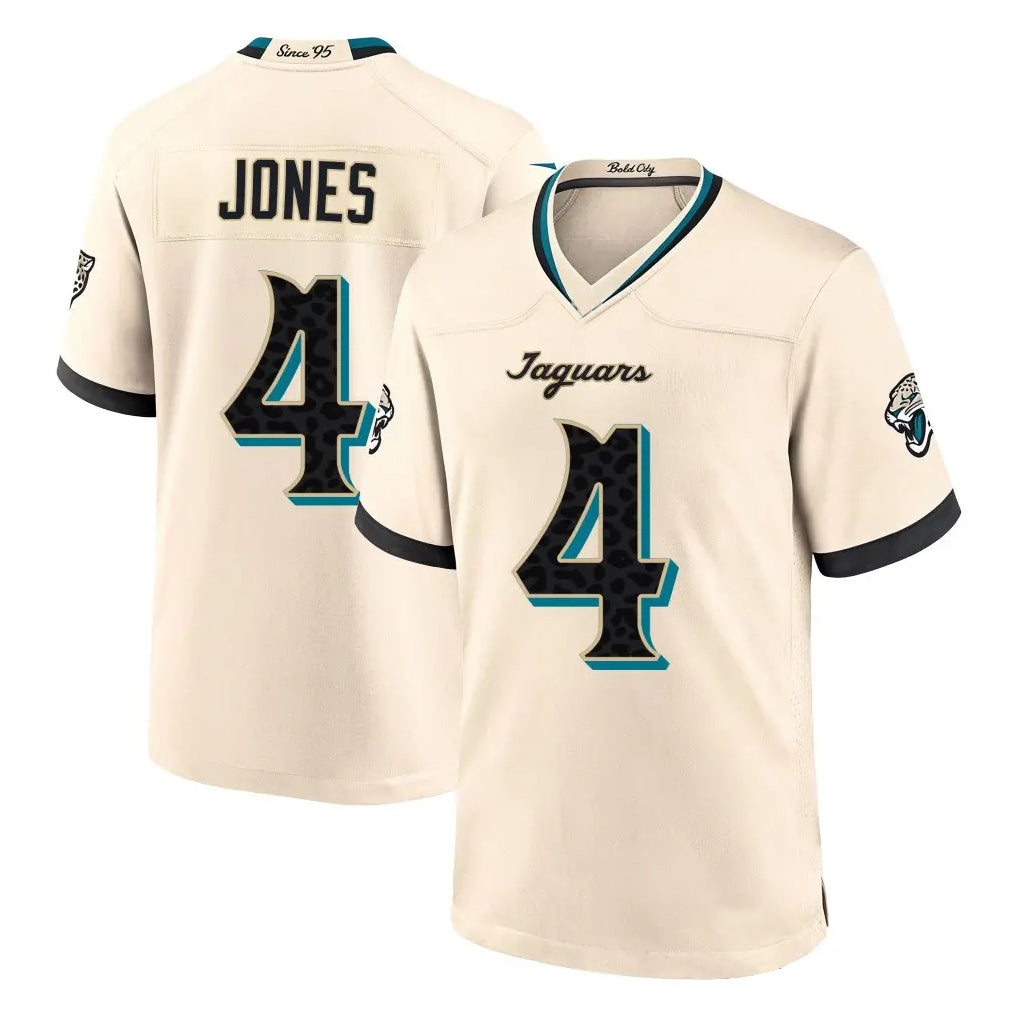J.Jaguars #4 Jarrian Jones Player Natural 2026 Rivalries Collection Game Gdoa Stitched Jerseys