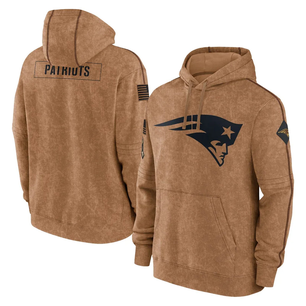 NE.Patriots ## Patriots Blank Player Brown Salute to Service Pullover Hoodies Limited Game Gdoa Stitched Jerseys