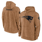 NE.Patriots ## Patriots Blank Player Brown Salute to Service Pullover Hoodies Limited Game Gdoa Stitched Jerseys