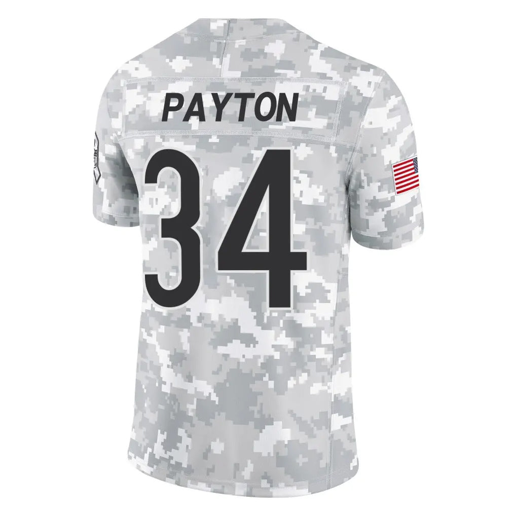 C.Bears #34 Walter Payton Player Arctic Camo Salute to Service Limited Gdoa Stitched Jerseys