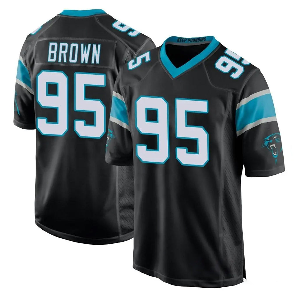 C.Panthers #95 Derrick Brown Player Black Game Gdoa Stitched Jerseys