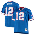B.Bills #12 Jim Kelly Player Royal Mitchell & Ness Big & Tall 1990 Retired Replica Limited Gdoa Stitched Jerseys