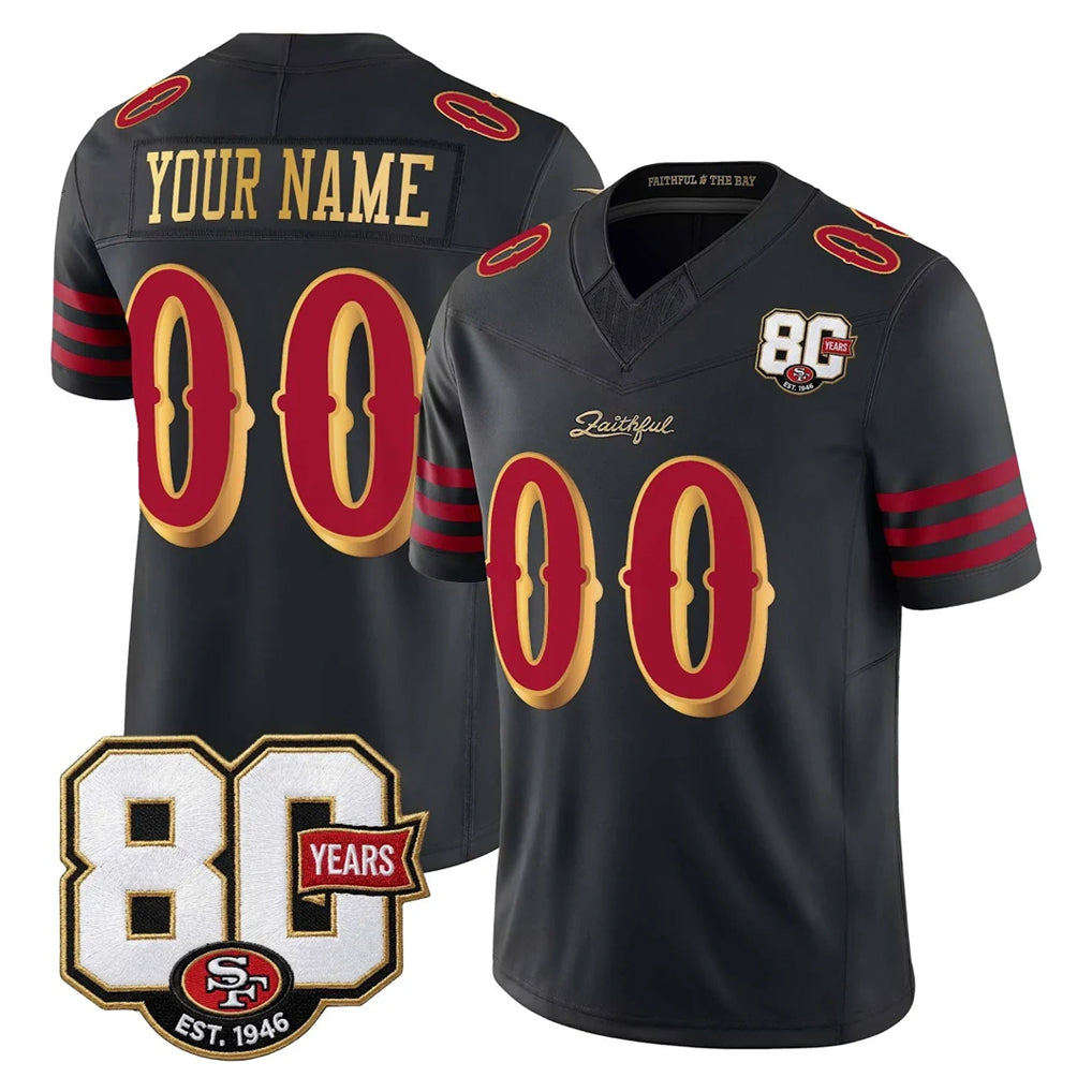 Custom SF.49ers Black Limited 80th Rivalries Collection Home Game Any Name & Numbers Gdoa Stitched Jerseys