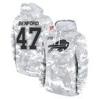 B.Bills #47 Christian Benford Player Arctic Camo Salute to Service Hoodies Limited Gdoa Stitched Jerseys