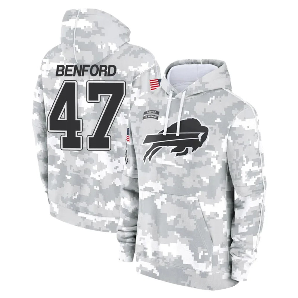 B.Bills #47 Christian Benford Player Arctic Camo Salute to Service Hoodies Limited Gdoa Stitched Jerseys