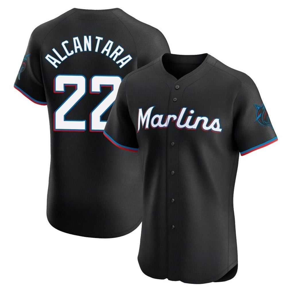 M.Marlins #22 Sandy Alcantara Player Black Vapor Home Limited Elite Fdoa Stitched Jerseys