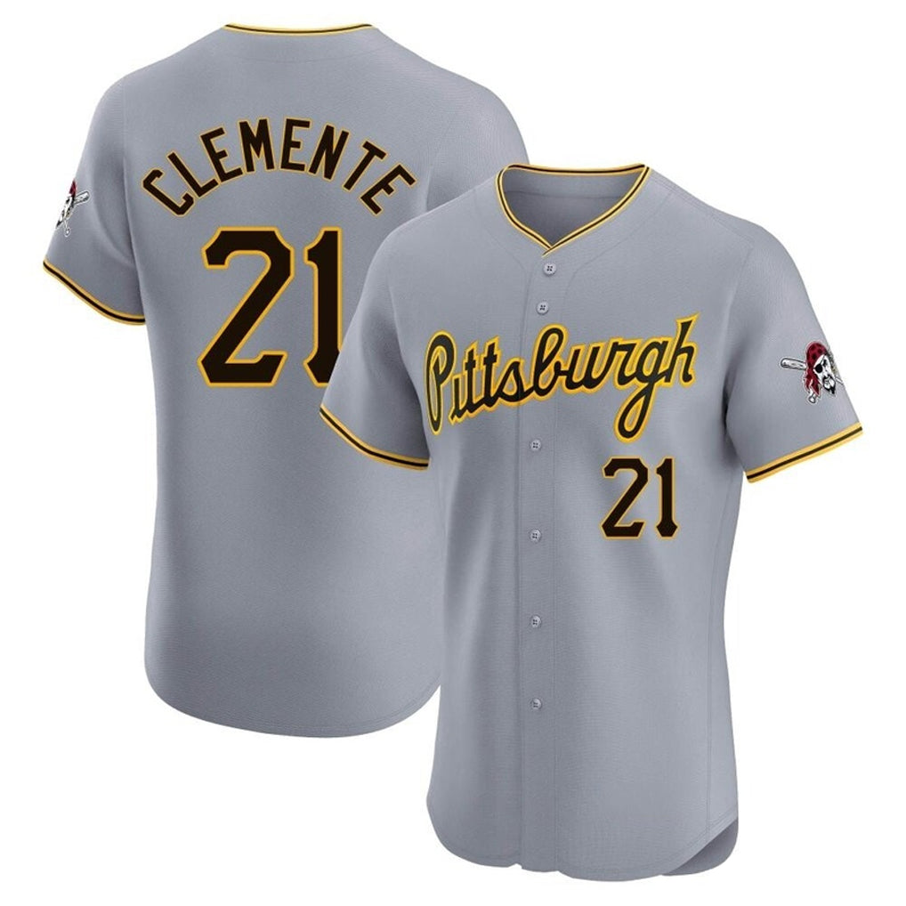 P.Pirates #21 Roberto Clemente Player Gray Road Home Limited Elite Fdoa Stitched Jerseys
