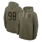 C.Bears #98 Montez Sweat Player Olive Salute to Service Pullover Hoodies Limited Gdoa Stitched Jerseys