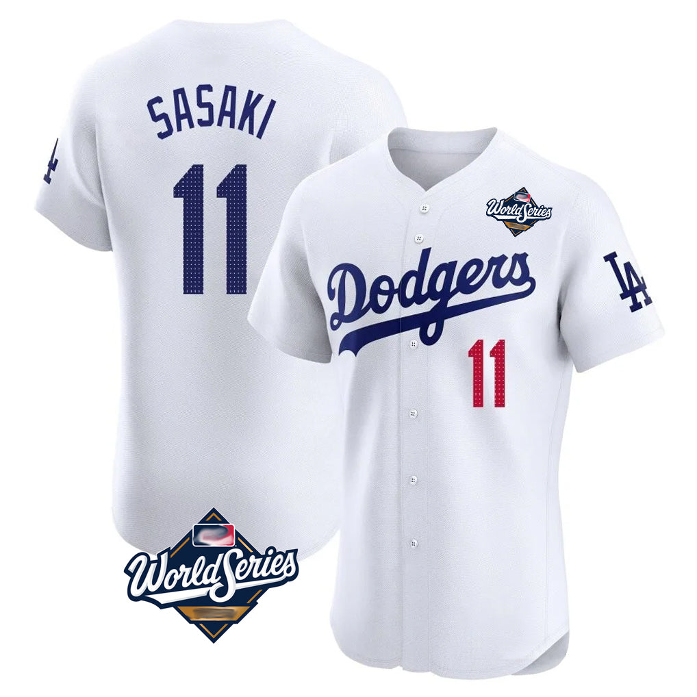 LA.Dodgers #11 Roki Sasaki Player White World Series Limited Elite Home Fdoa Stitched Jerseys